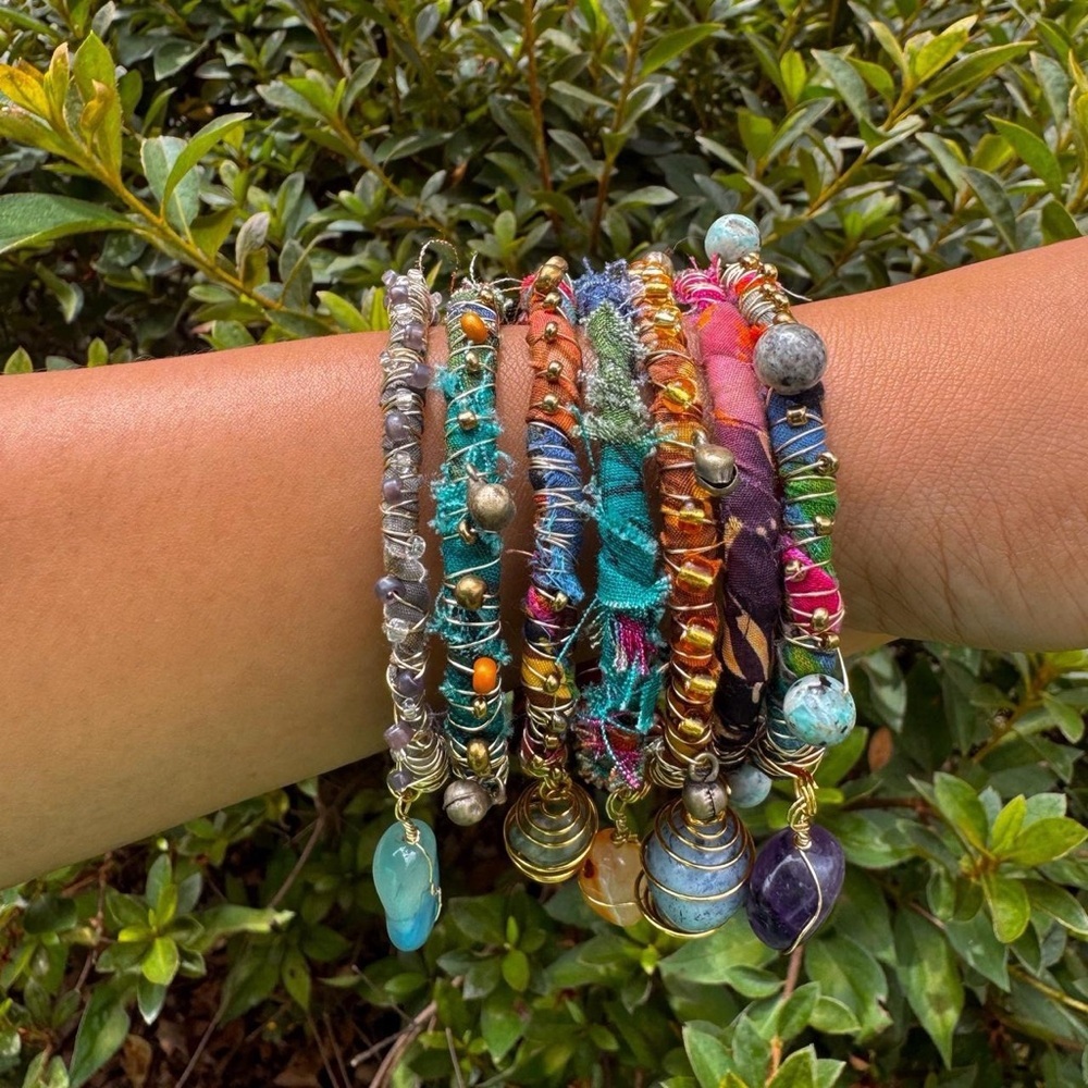 Fabric Wrapped Bangle Bracelet - image 4